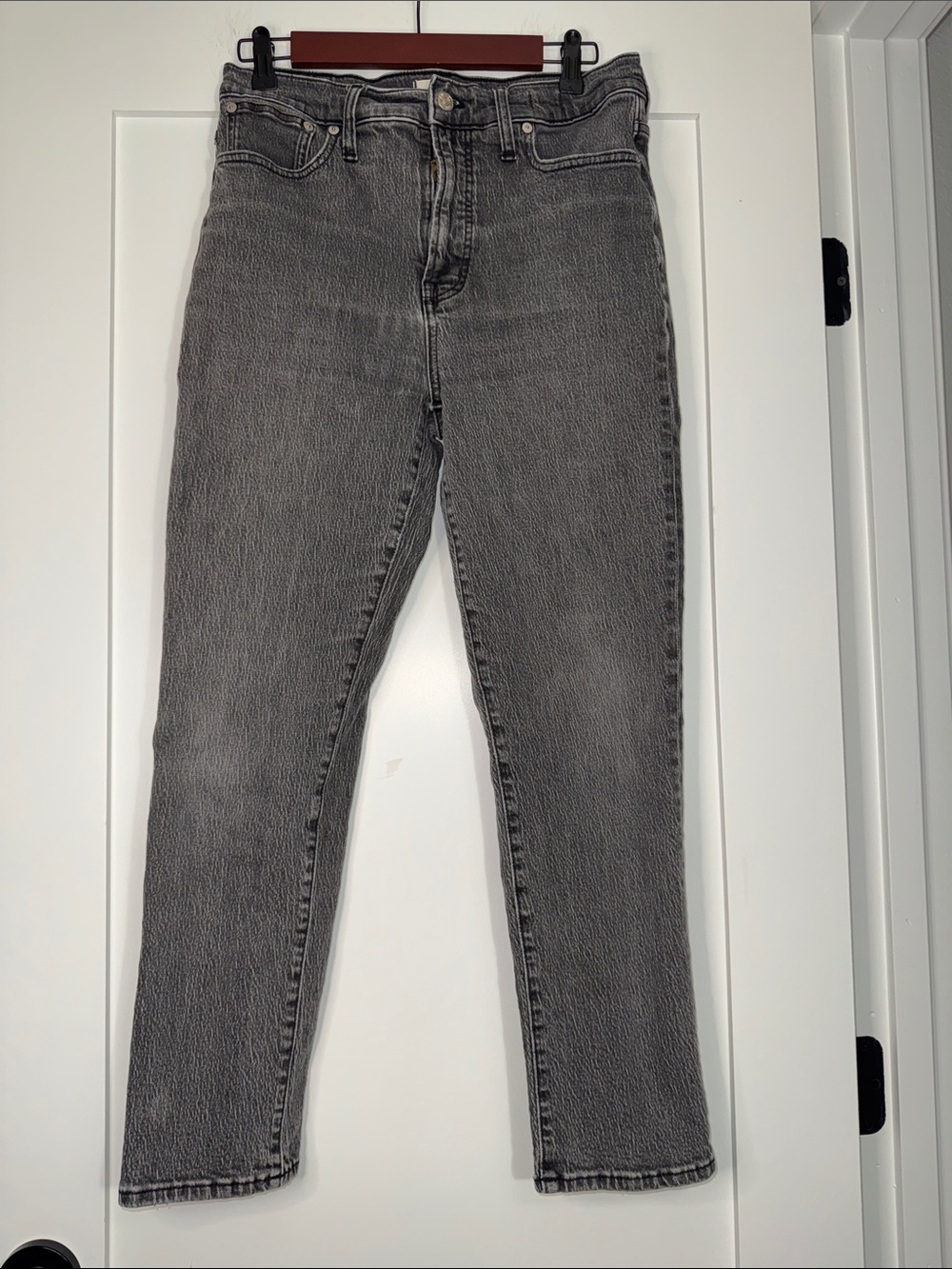Madewell High-Rise Gray Textured Vintage Denim Jeans Sz 29x26.5 100% cotton